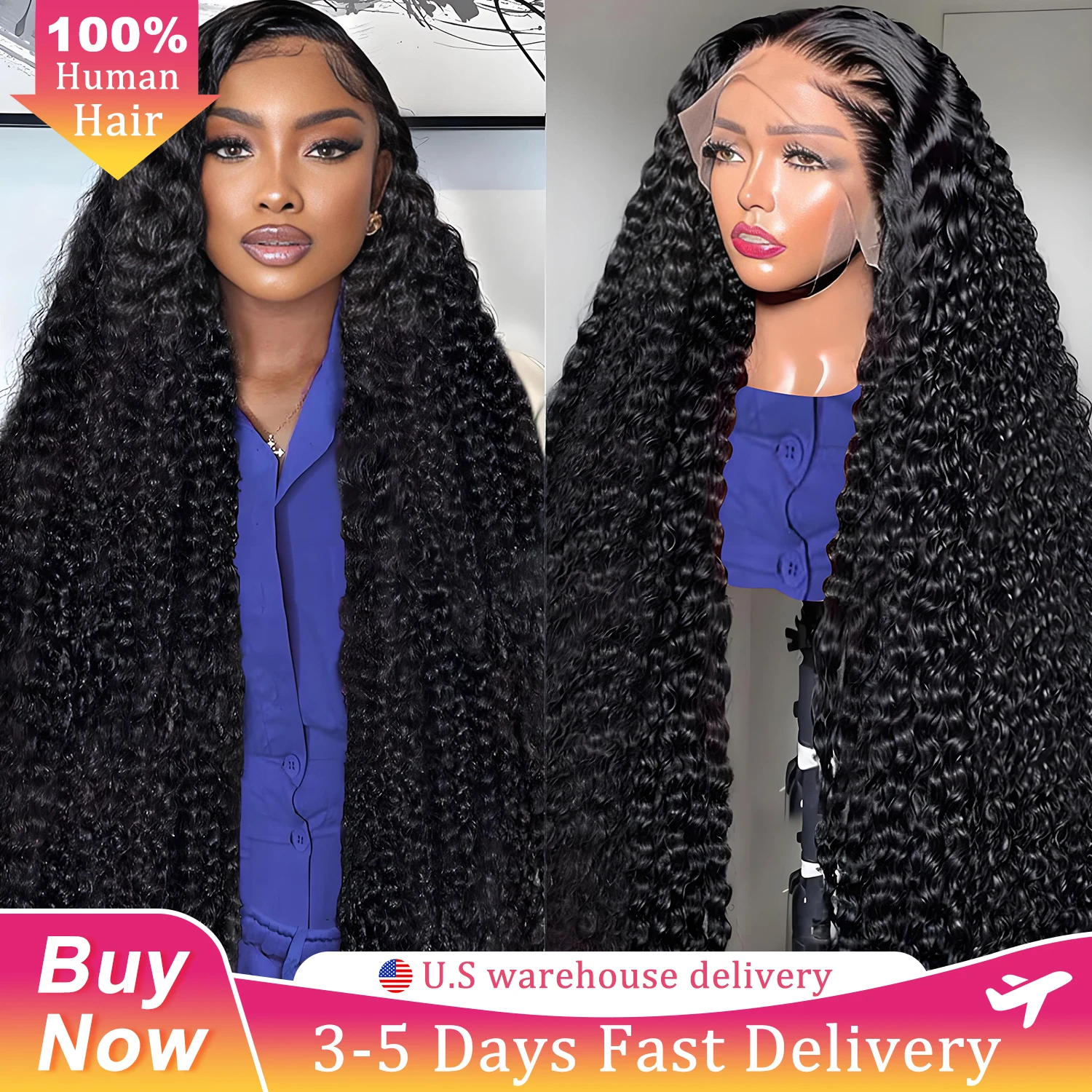 

13x6 Hd Deep Wave Lace Wigs 40 Inch Glueless Wigs Human Hair 250 Density Pre Plucked Brazilian Curly Lace Frontal Wigs For Women