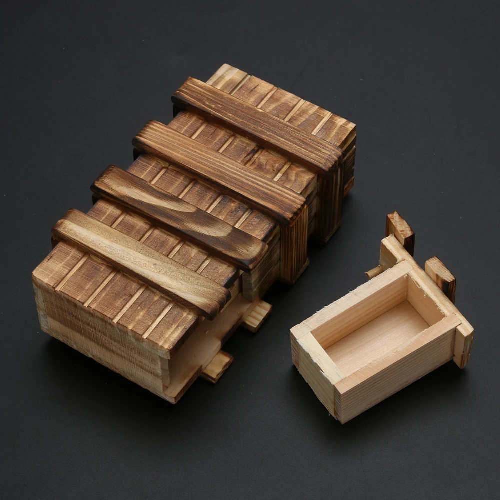 

Wooden Secret Compartment Box Portable with 3 Drawers Brain Teaser Box Flexible Fingers Party Props for Holiday Activities Gifts