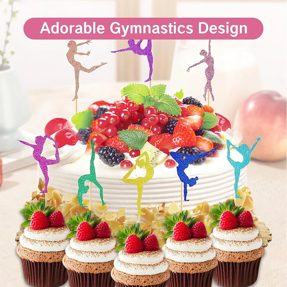 16/24Pcs Gymnastik Kuchen Topper Gymnastik Party Favors Turnerin Mädchen Cupcake Topper Gym Themen Geburtstag Kuchen Dekoration Lieferungen – Detail 8