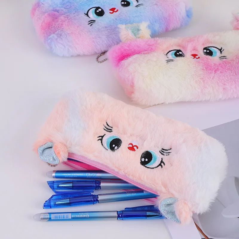 Girl Cat's Eye Cute Cartoon Pencil Case Organizer Creative Stationery Holder Zipper Pen Pouch Large Capacity Pen Bag 2023 New