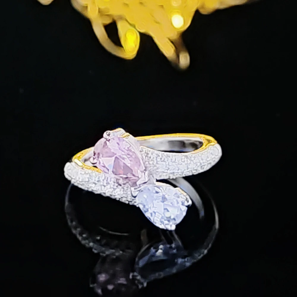 2024 New Arrival  Pink Color Marquise Engagement Wedding Ring for Women Valentine's Day Gift Jewelry Wholesale R8022