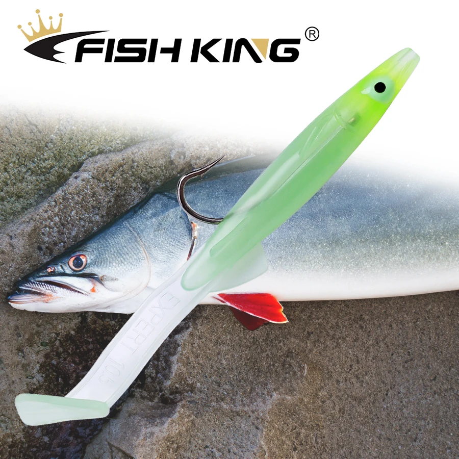 FISH KING Fishing Soft bait with hook Eel cub lifelike Silicone Bass lure 3D Eyes Jerkbaits Swimbaits Pesca tackle Accessories