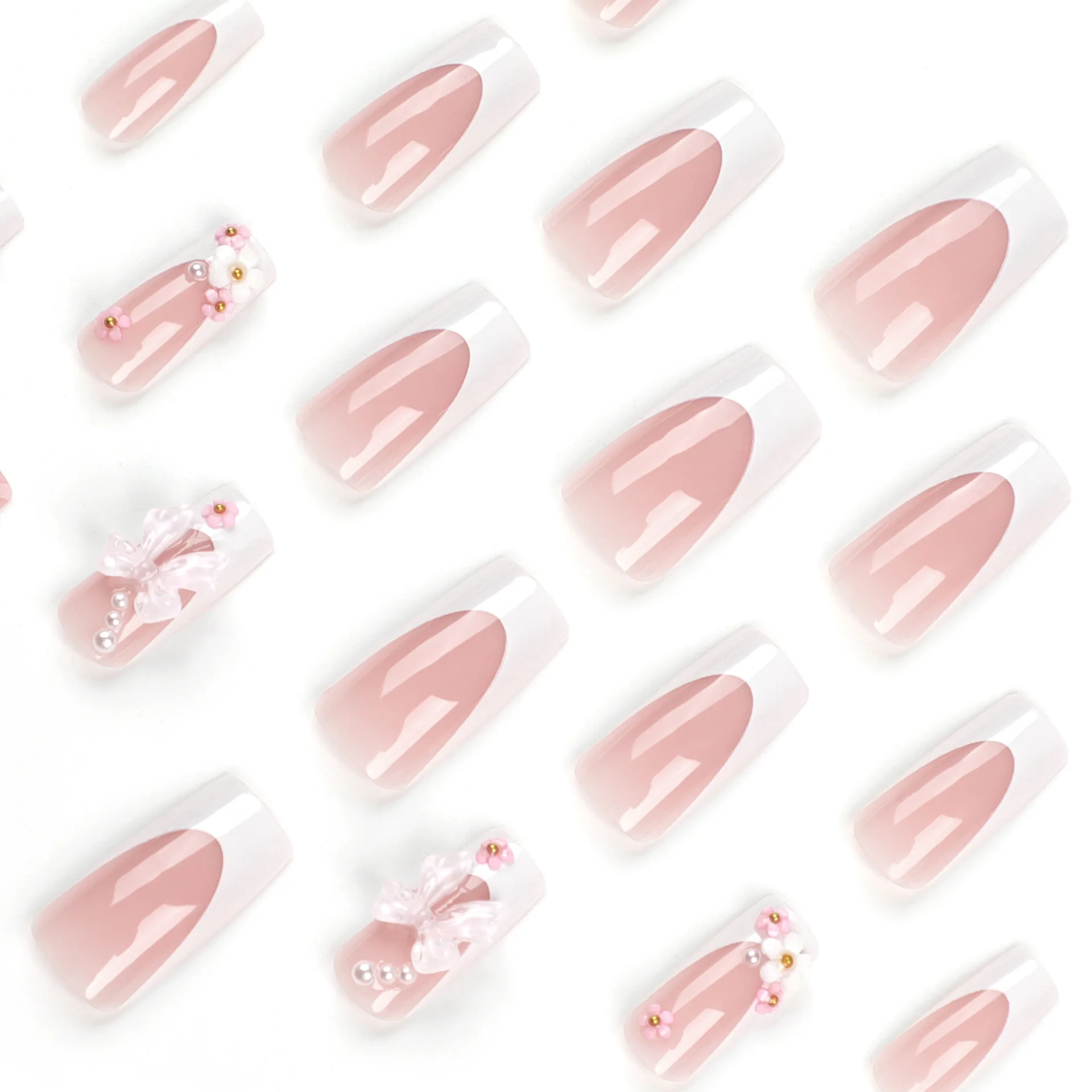 Sanfte Nude Press-on Nägel Lang Eckig Mit Klebepads Und Feile_voghion.com