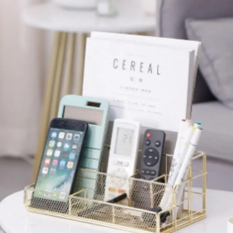 Stylish Nordic Metal Desk Organizer, Multifunctional Office Supplies & Stationery Storage Rack, Space-Saving File Holder