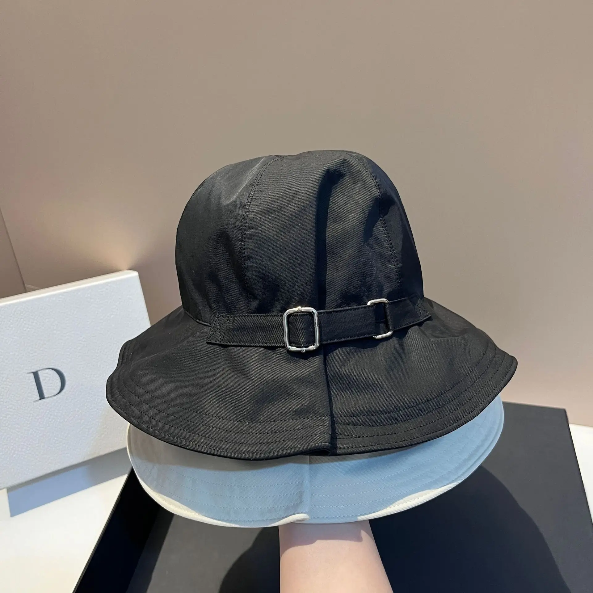 Luxury Women Belt Buckle Bucket Hat Luxury Panama Grace Wide Brim Sun Hats Summer Thin Section Dome Fisherman Hat Foldable