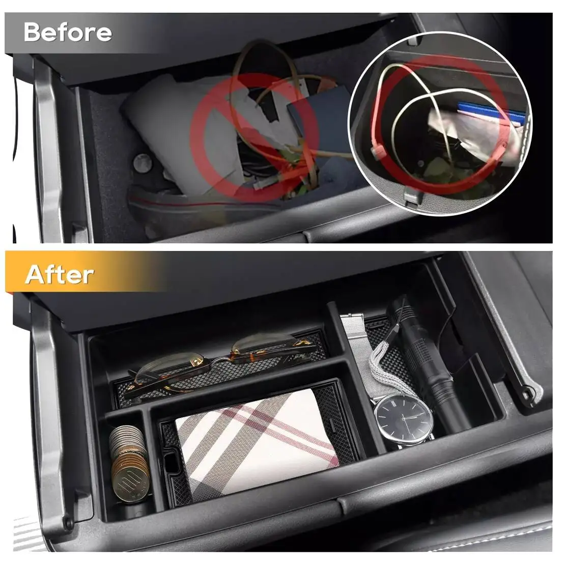 Contenitore portaoggetti per scatola portaoggetti con bracciolo per console centrale nero adatto per Lexus RX 2023 2024 2025