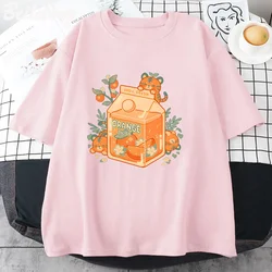 Orange Juice Kawaii Woman T-Shirt Anime Short Sleeve Harajuku Tee Printing Cartoon Lady Girls White T-shirt Female Tops Clothes