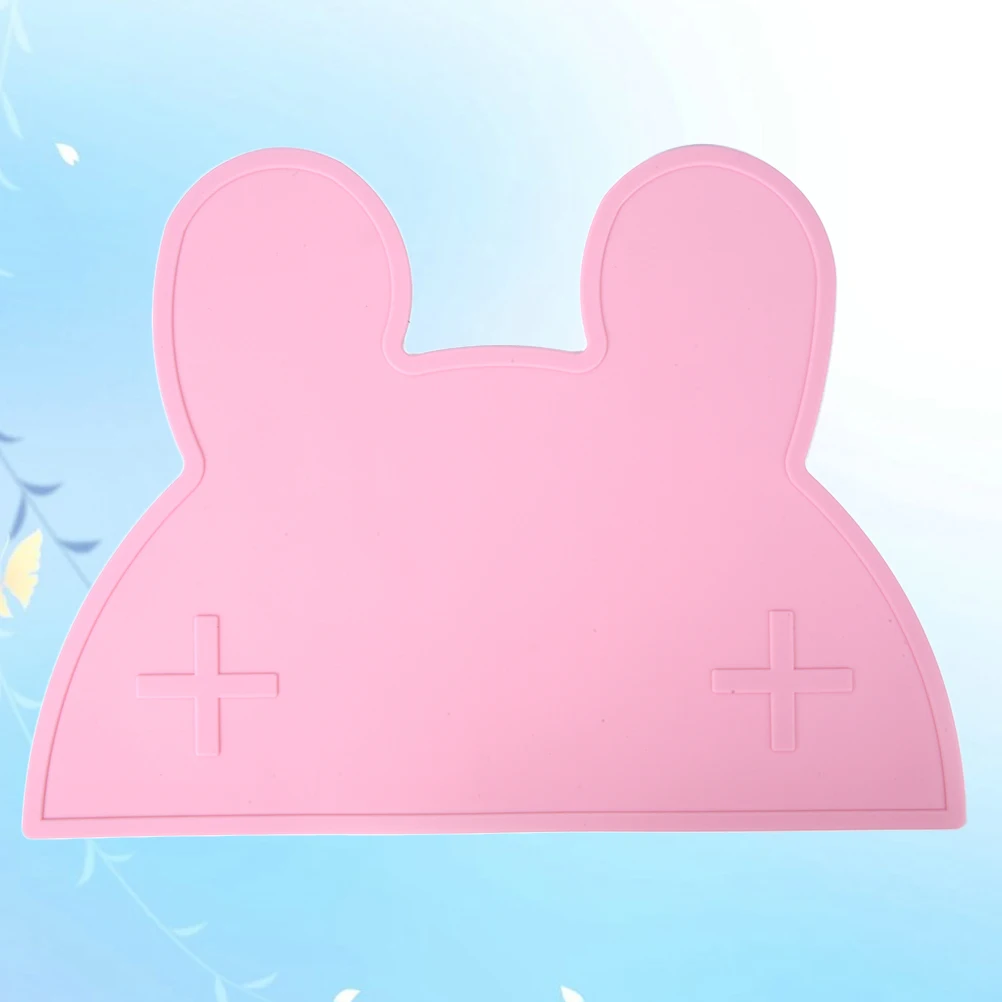 

Kids Silicone Rabbit Placemat Dinnerware Table Mat Washable Portable Place Mat Safe Silica Gel Non-slip (Random Color)