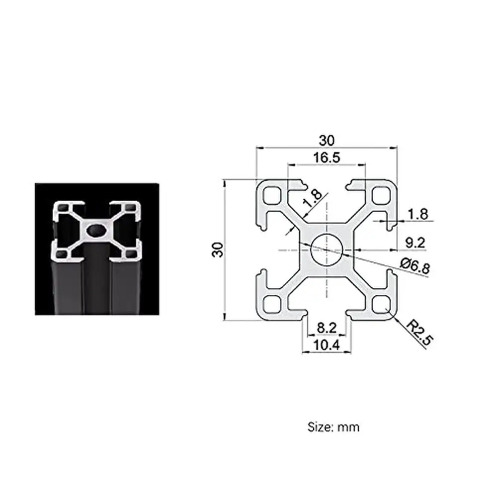 3030 Aluminum Extrusion Profile Black Anodized Linear Rail Guide Frame 1500mm 3D Printer CNC DIY Kit 2Pcs