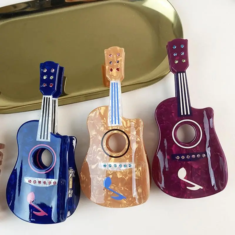 Gitar Saç Klip Müzik Festivali Gitar Saç Çene Klipleri Güçlü Tutuş Moda Tokalarım Çörekler Pigtailler At Kuyruğu Saç Klipleri