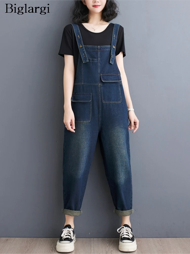 

Jeans Oversized Summer Sleeveless Overalls Pant Women Retro Casual Fashion Ladies Trousers Loose Pleated Woman Overalls Pants