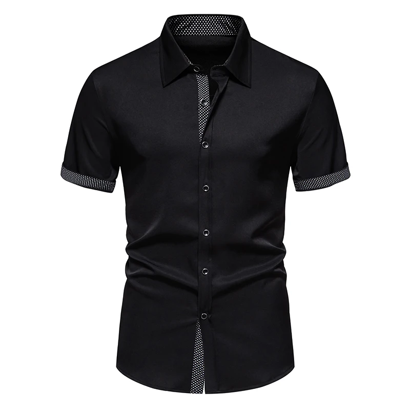 

Summer Fashion Super Slim Fit Short Sleeve Shirts Men Classic Casual Dress Shirt Male Hipster Relaxed Luxe Formal Shirt