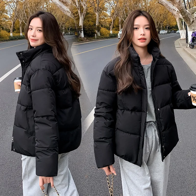 Autumn Winter Women Parkas Jackets Stand Collar Casual Thick Warm Female Outwear Short Streetwear Windproof Coat