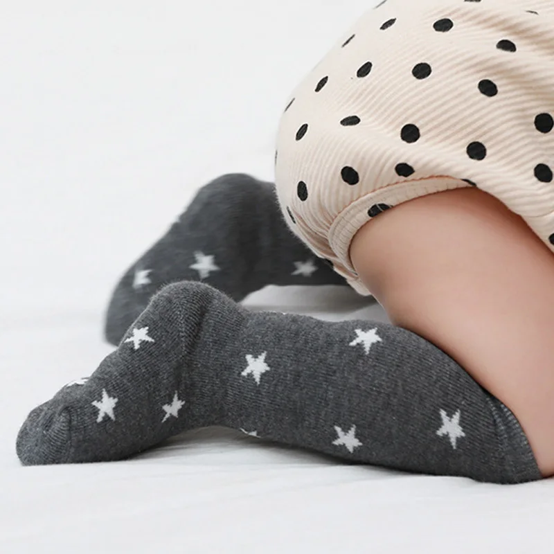 Little Kids Knee High Socks Set for Boy Girl Baby Children Stars Long Tall Cotton Socks Heel Footed Accessories 2-6 Years