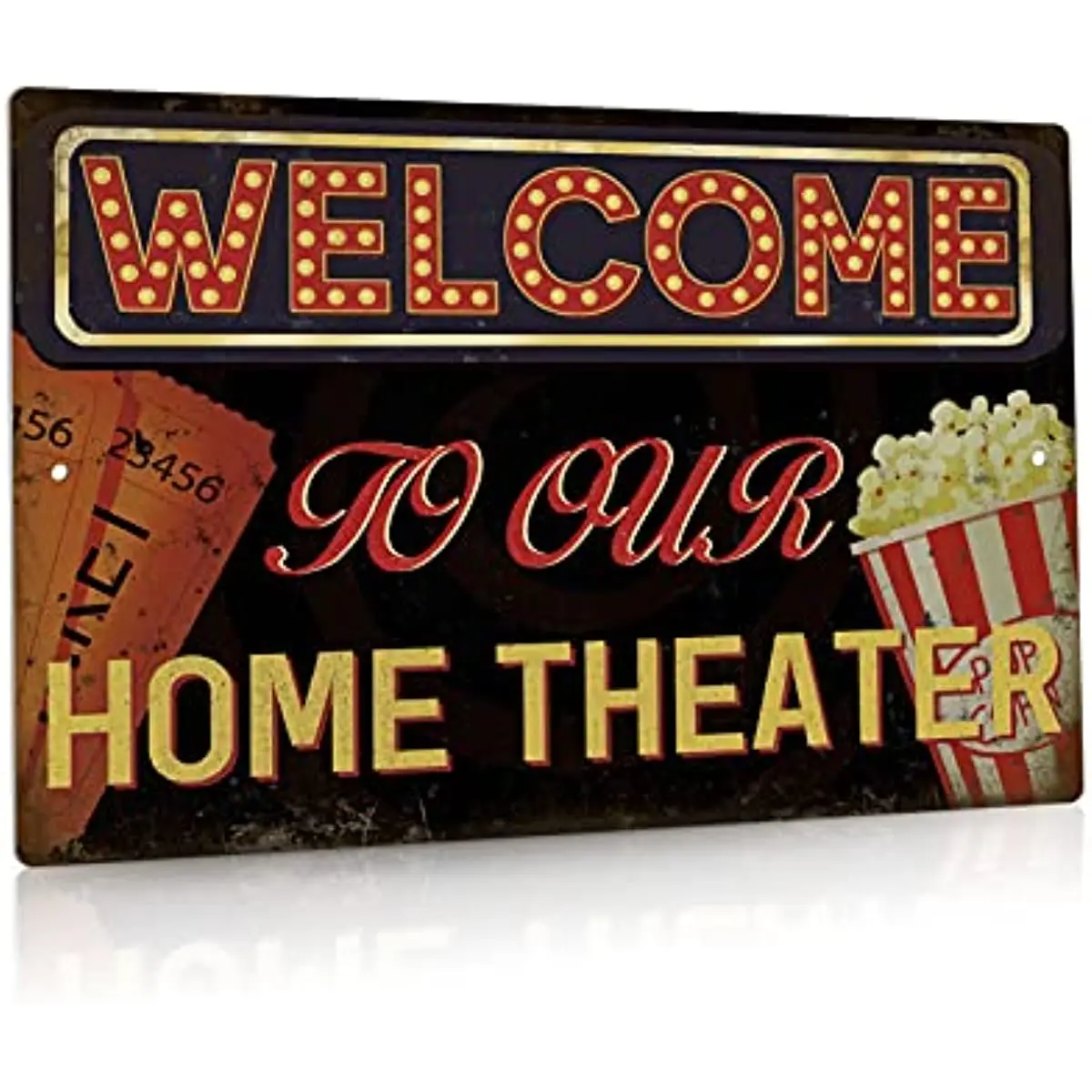 Movie Theater Sign Vintage Wall Decor for Bar Cafes Pubs Media Room  Aluminum Metal Sign Welcome to Our Home Theate