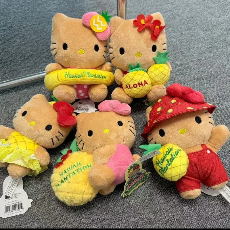 

MINISO SANRIO Hello Kitty Kawaii Anime Cartoon Hawaii Pineapple Garden Plush Doll Pendant Fashion Trend Doll Gifts for Girls