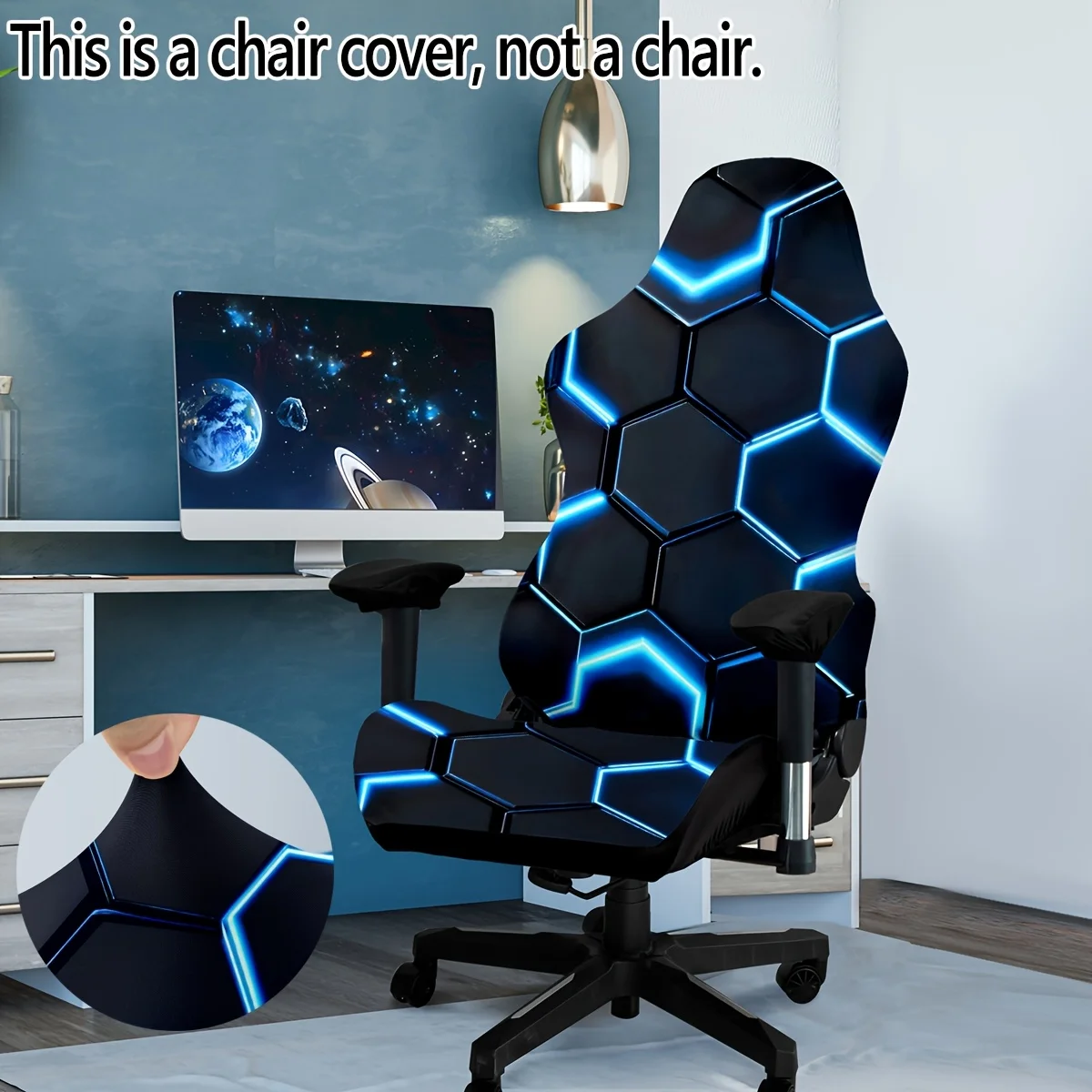 4-teiliges Set Geometrisches Muster Gaming-Stuhlbezug Elastischer Milchweißer Wettkampf-Gaming-Stuhlbezug-Set Büro- und Heim-Gaming-Stuhl-Dekoration