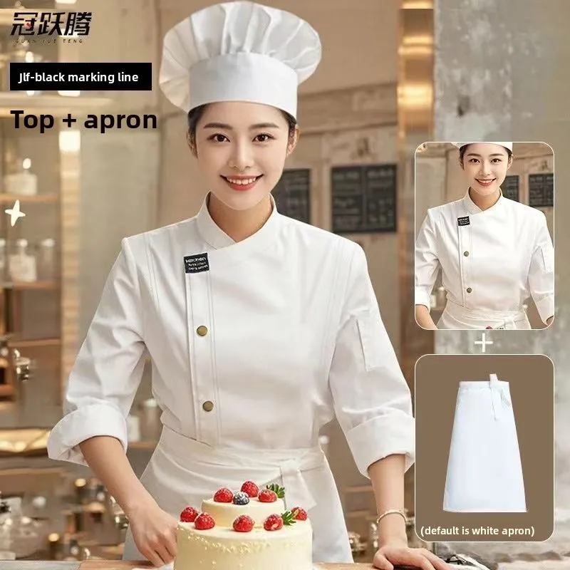 Catering Baking Chef Overalls Men's Long Sleeves Large Size Hotel Back Kitchen Grey Tooling Customized Set