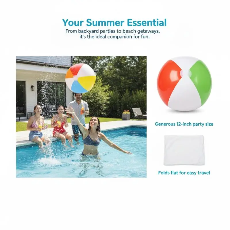 Rainbow Inflatable Beach Balls Durable Leakproof Lightweight Easy to Inflate for Beach Volleyball Pool Games Summer Events
