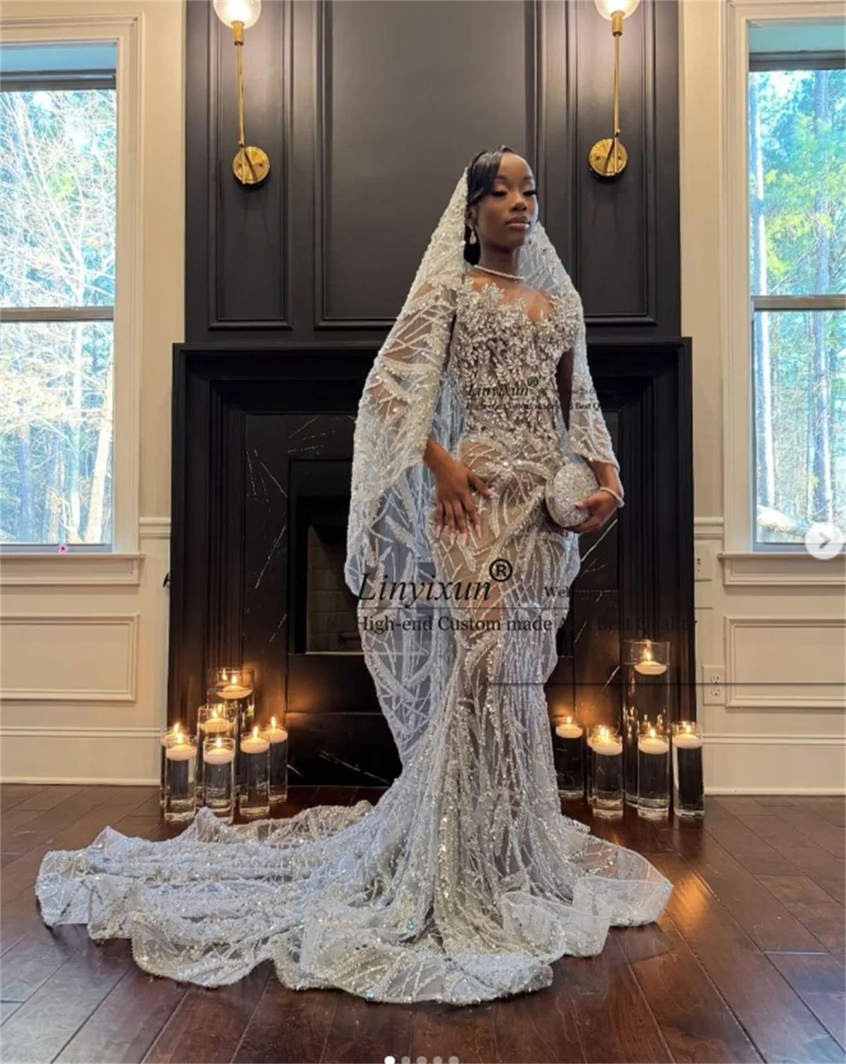 Luxury Rhinestone Crystal Prom Dress 3D Floars Appliques Evening Party Gown For Black Girl Customized Long robes de soirée