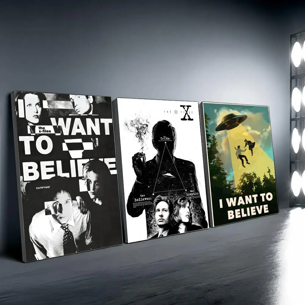 Movie The X-Files I Want To Believe Poster Vintage Wall Art Aesthetic Room Decor Print Living Room Bedroom Home Decoration
