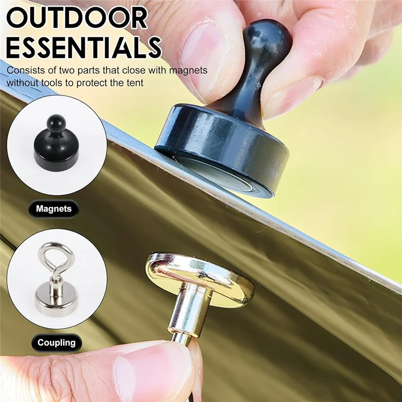 

A29Z-6Pcs Canopy Magnetic Hook Portable Camping Tent Magnetic Hook With Carabiner Cruise Hanging Sturdy Magnet Clip Hanger