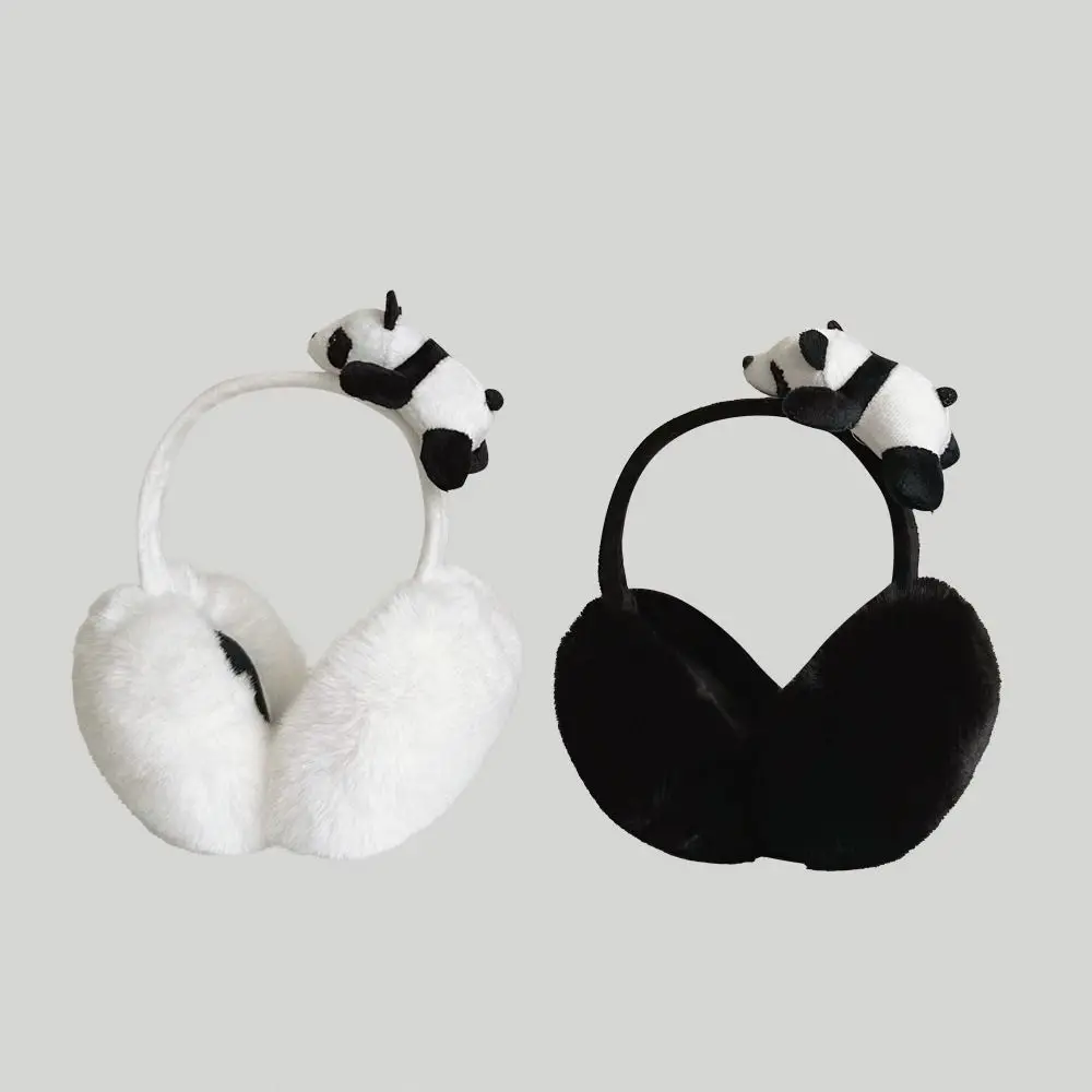 Panda Doll Plush Warm Earmuffs Men Women Winter Foldable Soft Thicken Solid Color Earmuffs Cute Earlap Accessories