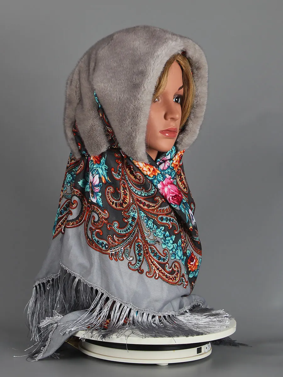 

Faux Mink Fur Hood Hat Women Winter Warm Luxury Full Pelt Faux Mink Fur Scarf Hat Stylish Fashionable Female Outdoor Headscarf