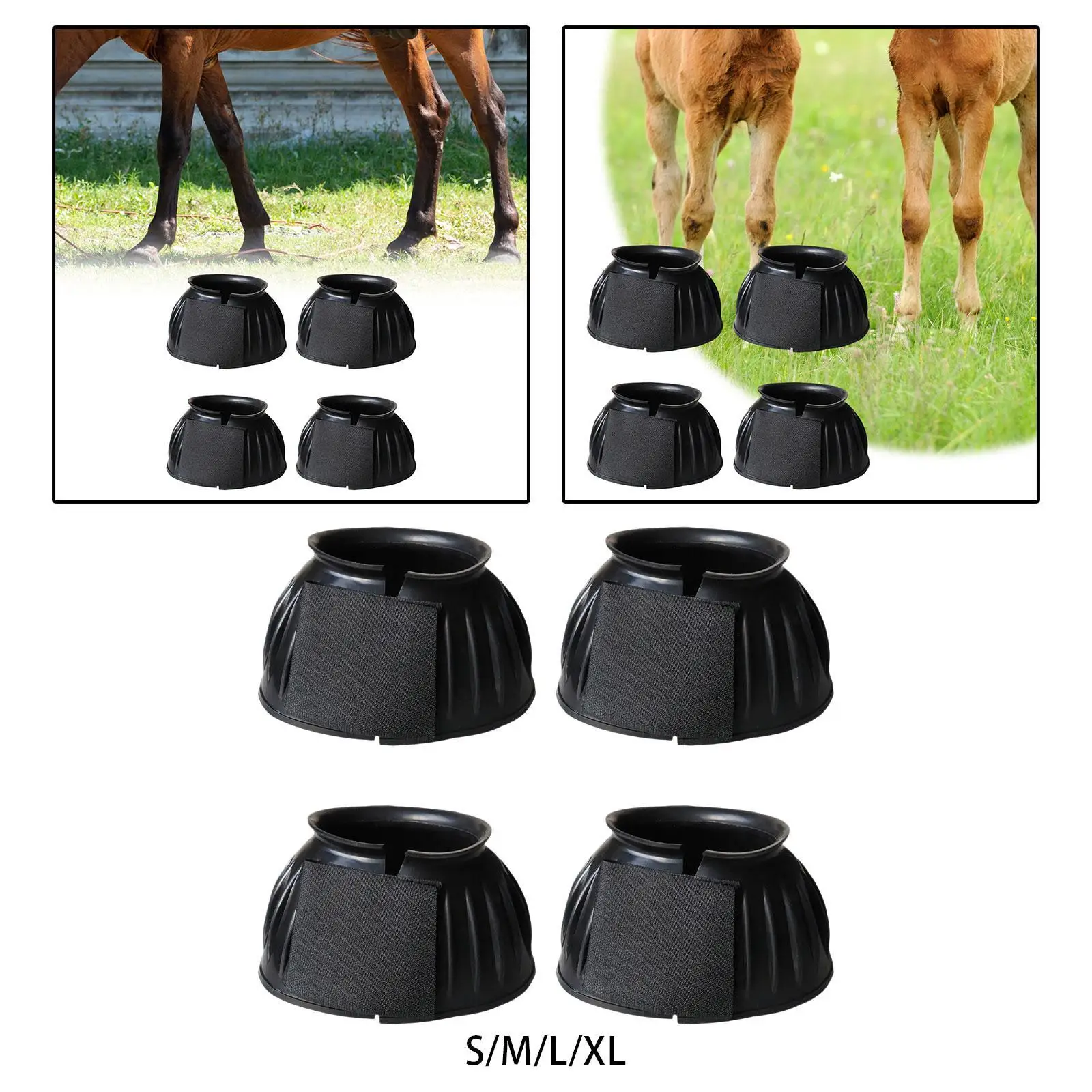 4 Pieces Horse Hoof Boot Protective Cover Adjustable Portable Hoof Protector