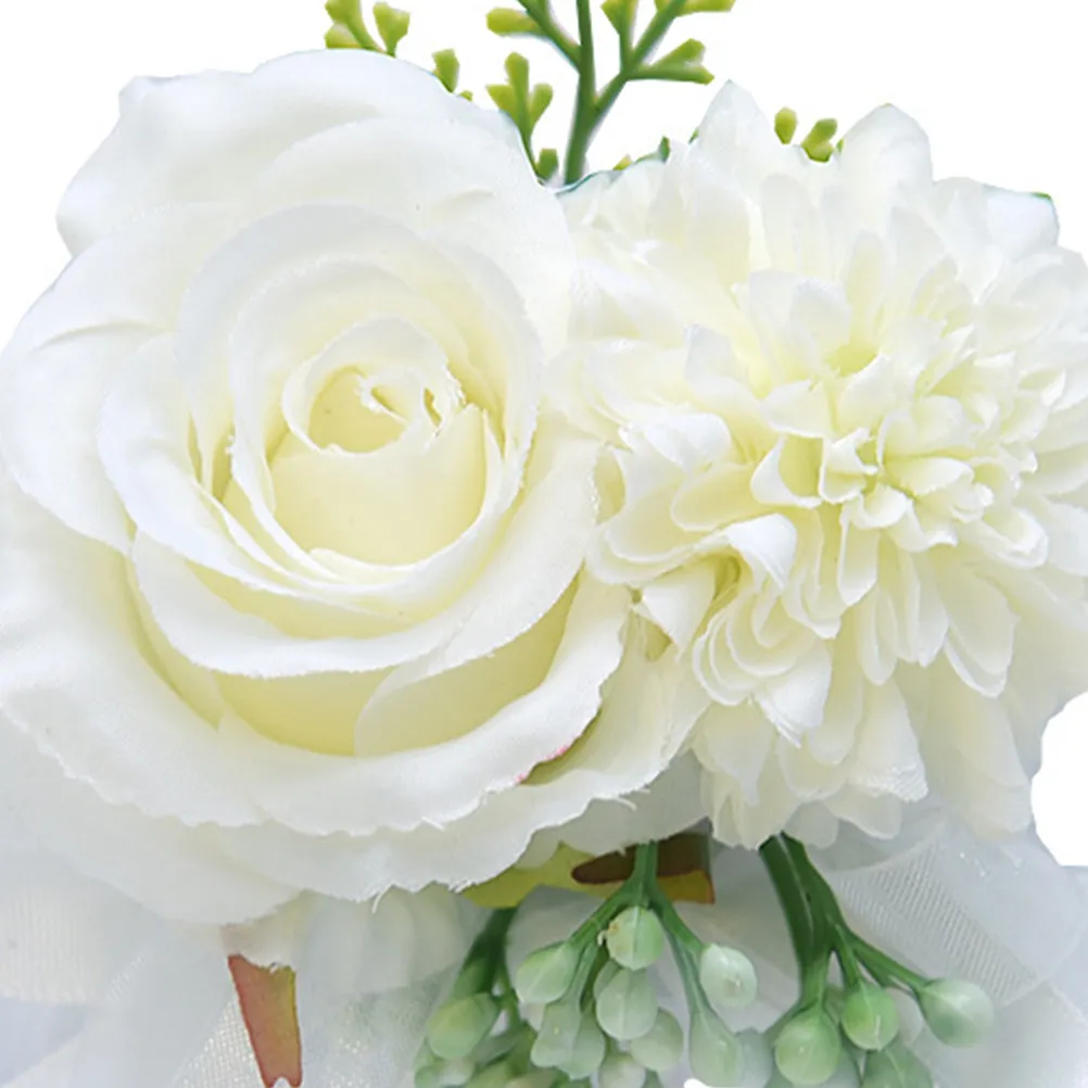 1Pcs Wedding Simulated Flower Brooch Elegant Bridal Corsage Pin for Bride Groom Evening Party Prom Banquet Accessory