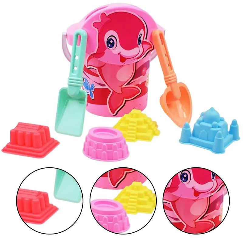 Beach Sand Playset Toddler Travel Size Beach Kit Fun Rake Shovel Complete Sandbox Toys Sand Bucket For Boys Girls Summer Games