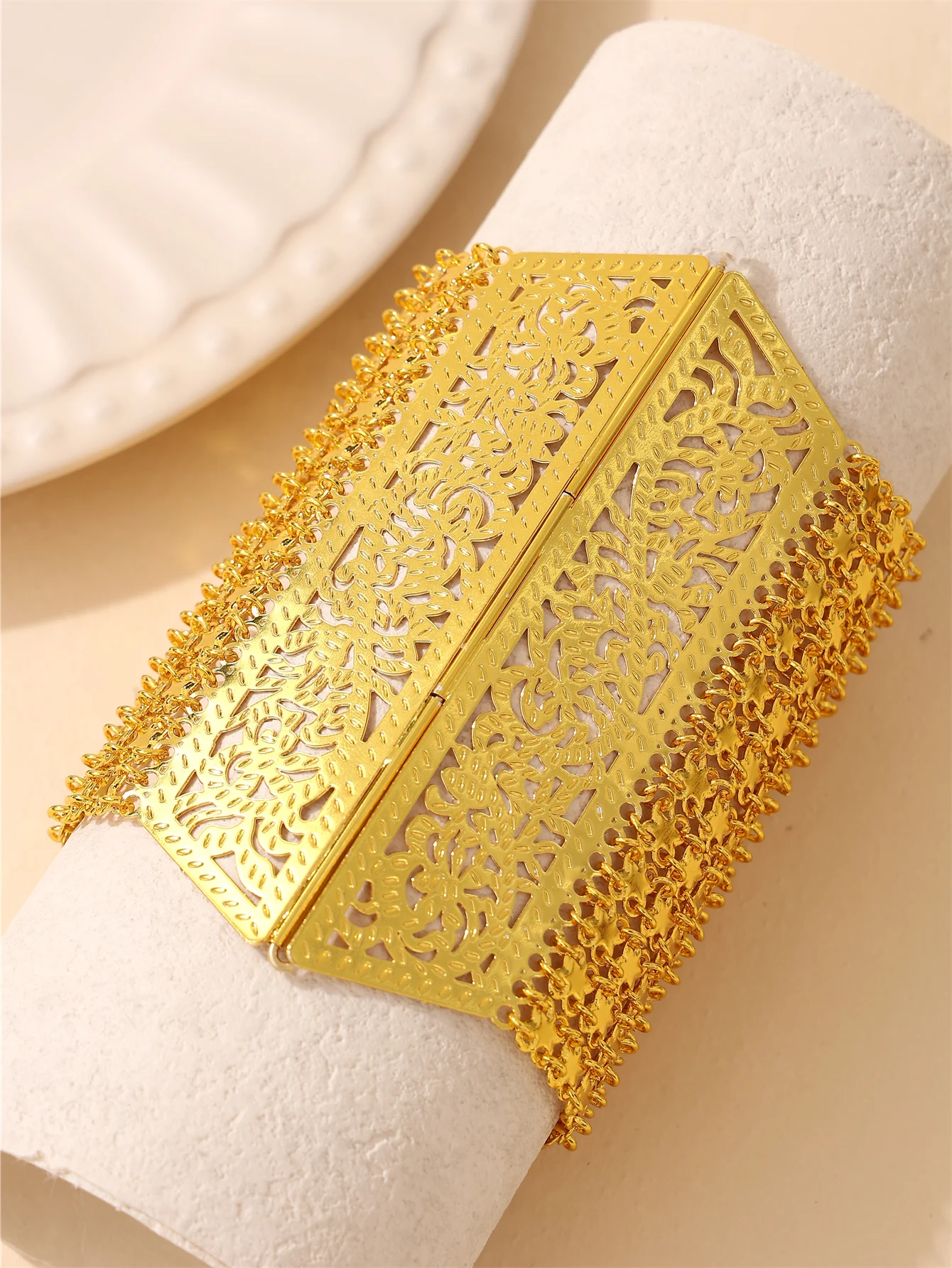 

22K Gold-Plated Women's Openable Arm Cuff Bracelet Bridal Wedding Gala Festival Daily Wear