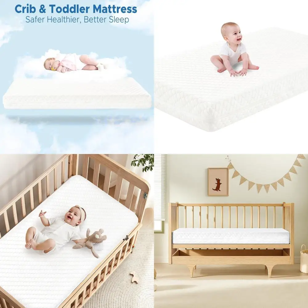 

Двусторонний матрас из пены с эффектом памяти с дышащей тканью и съемным чехлом для детских кроваток и кроватей для малышей, 52x28x5, 100% трикотаж