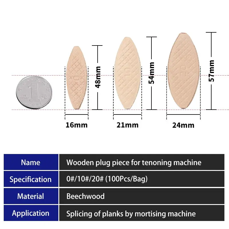 Imagem -02 - Diy Painel de Madeira Mortising Machine Emenda Cookie Tenon Beechwood Lascas de Madeira Corte Juntos 10 20 100 Pcs