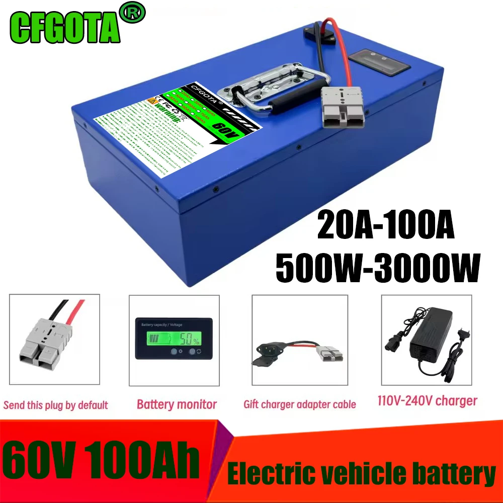 

Air fast transportation Large capacity 18650lithium battery 60V100AH Suitable for 3000W internal motors / all 60V equipment