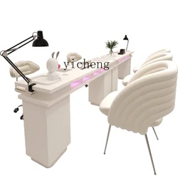 ZC New Cream Style Manicure Table and Chair Set Combination Embedded High-Power Vacuum Cleaner with LED Lamp for Nails