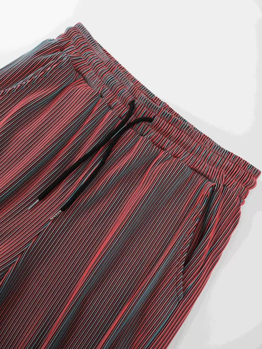 نمط جديد الأوروبية الأمريكية الرجال مخطط مشرق الألوان الرباط مستقيم الساق الخريف والشتاء المضادة للتجاعيد الهيب هوب السراويل