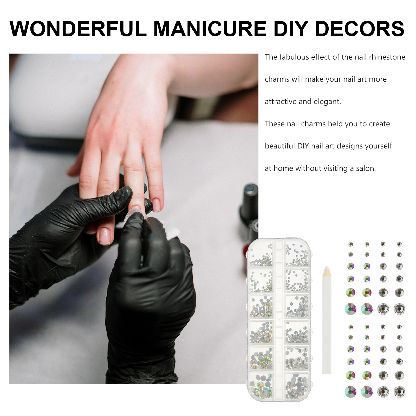 1 conjunto de pingentes de unhas com parte traseira lisa, lápis de captação de strass, decoração de arte de unhas, glamour, artesanato, roupas, sapatos, maquiagem, strass