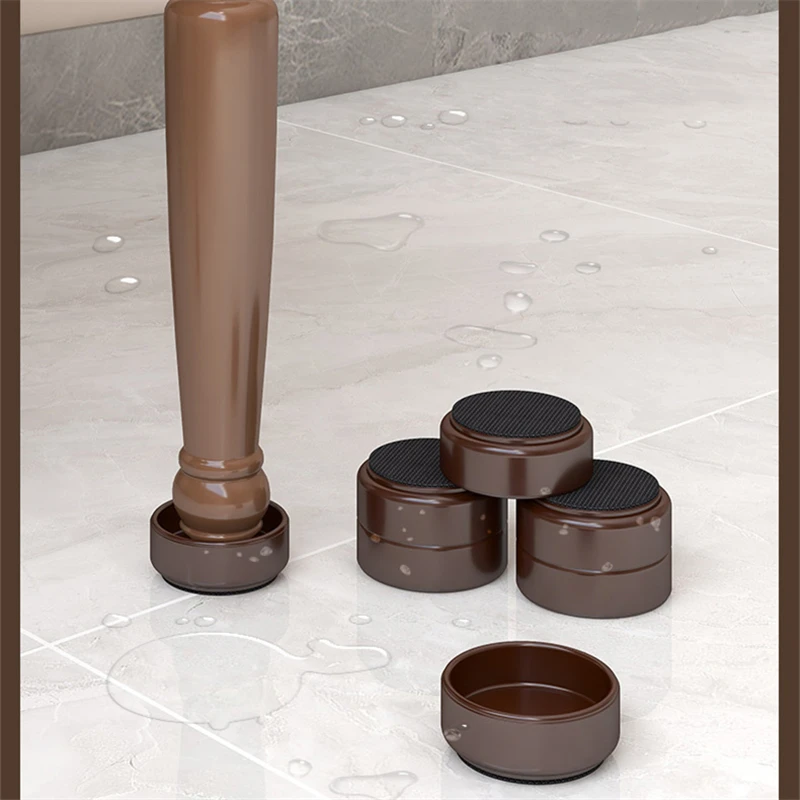 Four-piece Brown Furniture Leg Protection Cover Mute Wear-resistant Table Chair Leg Protect Pad Round Cabinet Sofa Bed Foot Pad