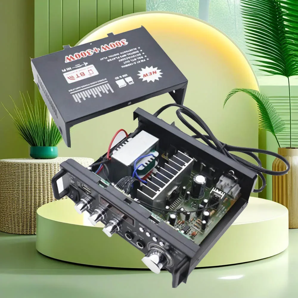 

Домашние автомобильные усилители 300 Вт * 300 Вт, 2-канальный Bluetooth-совместимый объемный звук, FM USB, пульт дистанционного управления, мини-цифровой усилитель HIFI