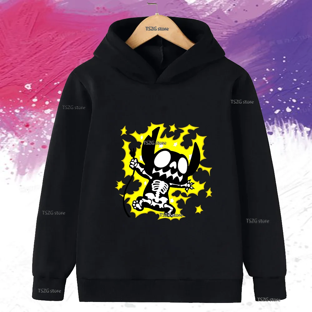 الخريف الشتاء غرزة أنجي مضحك طباعة الأطفال هوديس الصوف بنين بنات عارضة البلوز أزياء الاطفال الدافئة قناع السترة