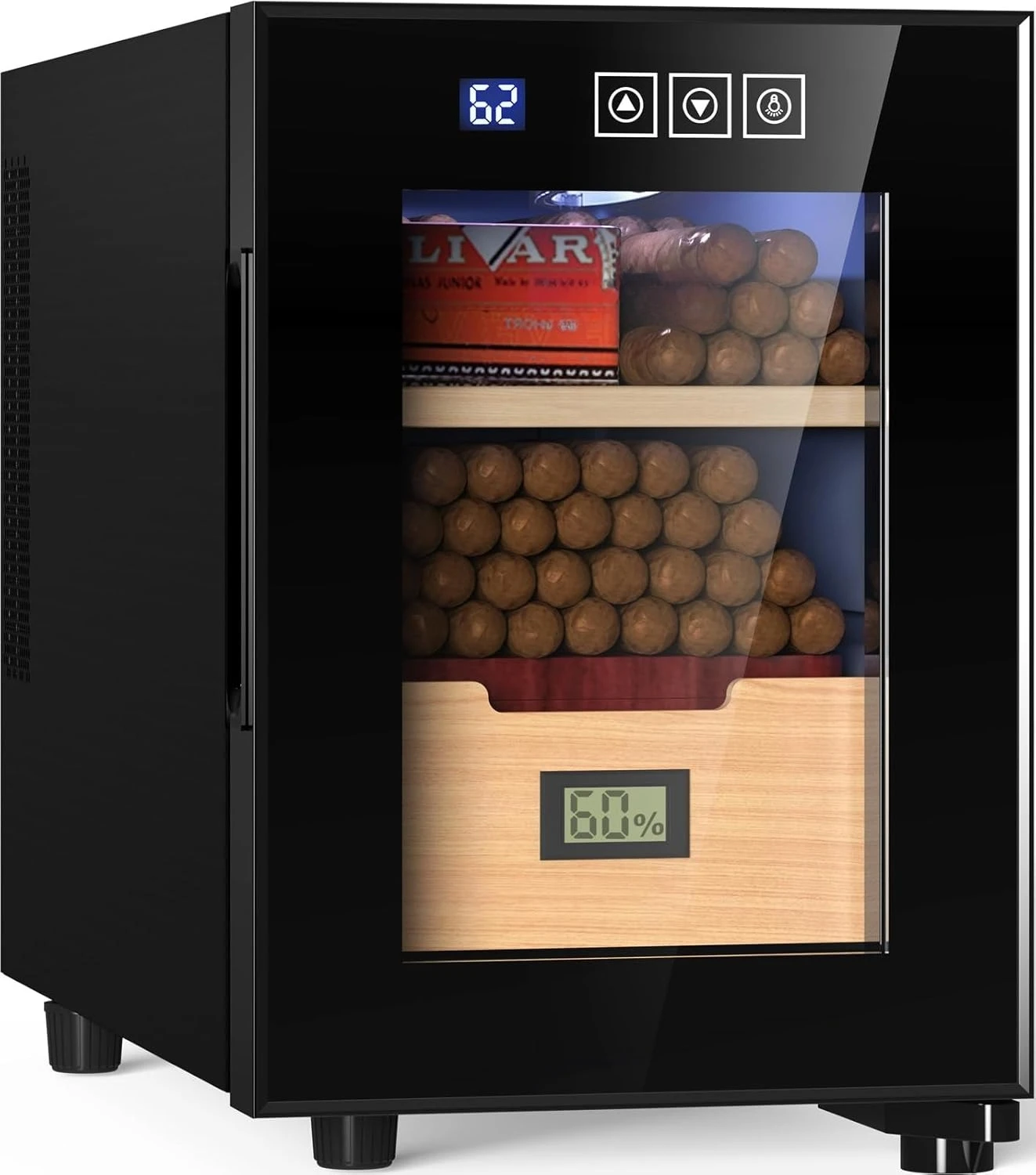 

100 Count Cigar Cabinet with Electric Climate Control System Spanish Cedar Wood Shelves Drawer Hygrometer