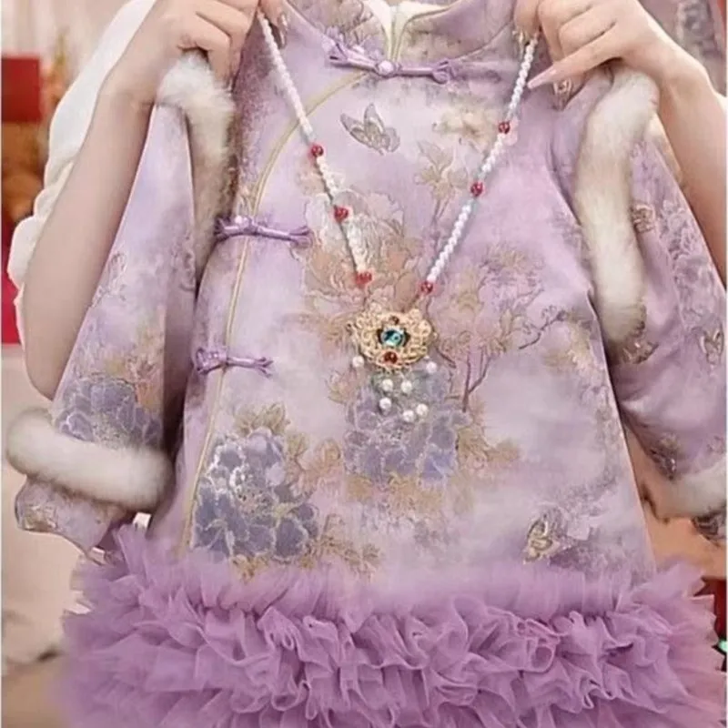 

Girls' Children's Clothing Kids Trendy Hanfu Qipao Skirt 2026 Kids' New Year Chinese Embroidery Baby Girls' Cheongsam SkirtLI980