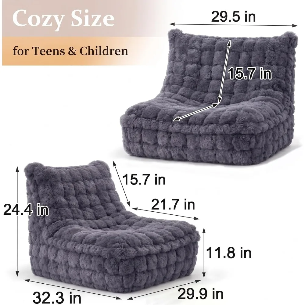 Memory Foam Bean Bag Chairs: Dark Grey Faux Leather, Comfortable for Any Room