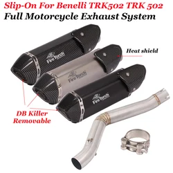 Slip On For Benelli TRK502 TRK 502 Full System Motorcycle Exhaust Escape Middle Link Pipe With Moto Muffler Removable DB Killer
