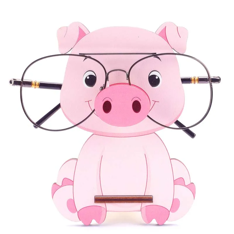 

3D Animal Pig Glasses Racks Cute Wooden Carving Sunglasses Storage Holders Home Organization Shelf Eyeglasses Display Satand