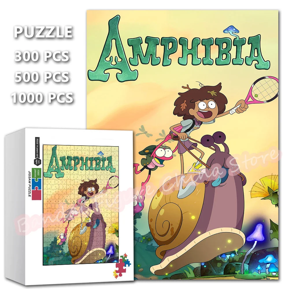 Amphibia Tv Show Wooden Puzzles 300/500/1000 Pieces Disney Cartoon Diy Intelligence Jigsaw Puzzles for Kids Game Toys