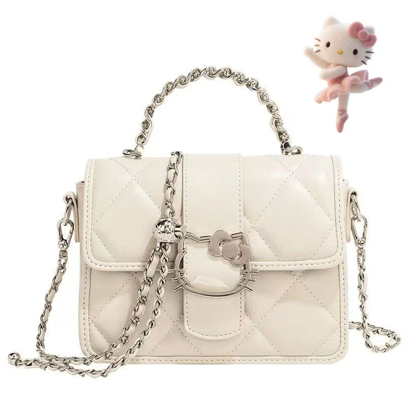 

Sanrio Hello Kitty мультфильм милая маленькая квадратная сумка каваи для девочек маленькая шикарная стильная сумка на цепочке сумка через плечо подарок
