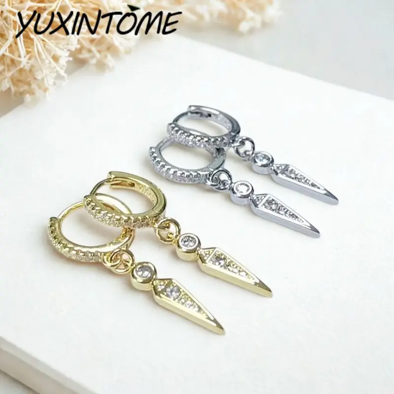 

925 Sterling Silver Ear Needle European American Retro Pinted Micro-set Zircon Pendant Earrings Women's Fashion Jewelry Gifts