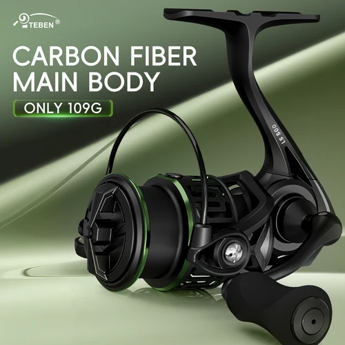 Carrete de pesca giratorio ligero HAUT TON LS de fibra de carbono solo 109G, relación de engranaje 5,2: 1, 5 + 1 BB para pesca ce de agua dulce y salada